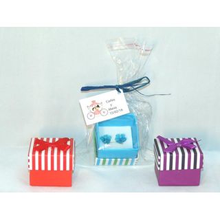 Pendientes margarita en caja + bolsa + tarjeta personalizada