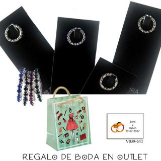 Pack de anillo elástico de metal con cristal de roca, bolsa y tarjeta