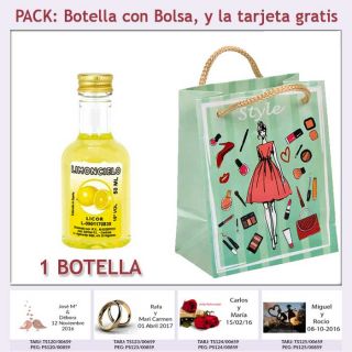 Botellita de Licor Limoncielo con bolsa y tarjeta