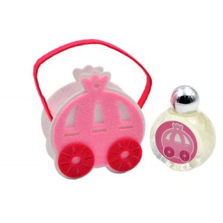Perfume de jazmín con bolsa de fieltro y asa. Diseño de carroza rosa
