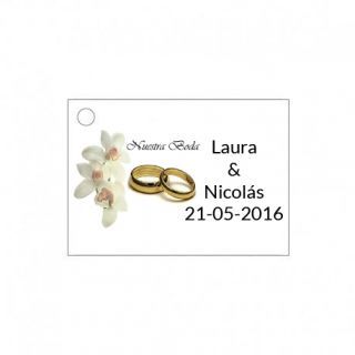 tarjeta de boda con alianzas para detalles de boda